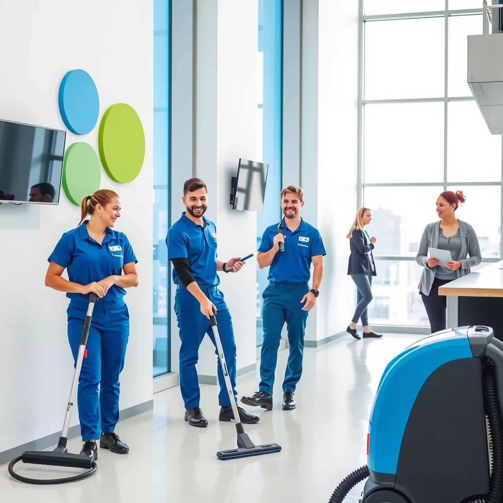 Professional cleaning team at work